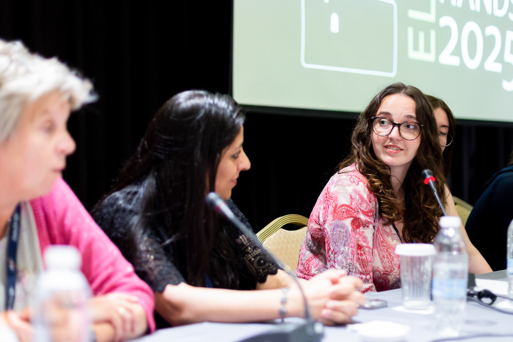 Xenia Perez Sitja (right) and Munazah Andrabi (middle) as part of the panel discussion during the 2025 ELIXIR All Hands