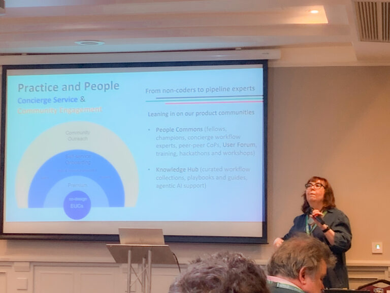 Carole Goble at the 2026 BioFAIR Showcase presenting Methods Commons project